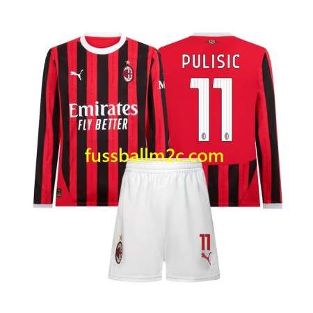 Fußballtrikots AC Mailand Christian Pulisic 11 Kinder Heim Trikotsatz 2024-2025 Langarm Fußballtrikots AC Mailand Christian Pulisic 11 Kinder Heim Trikotsatz 2024-2025 Langarm